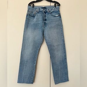 Levi’s 501 original selvedge crop high rise made and crafted denim jeans W32 L28